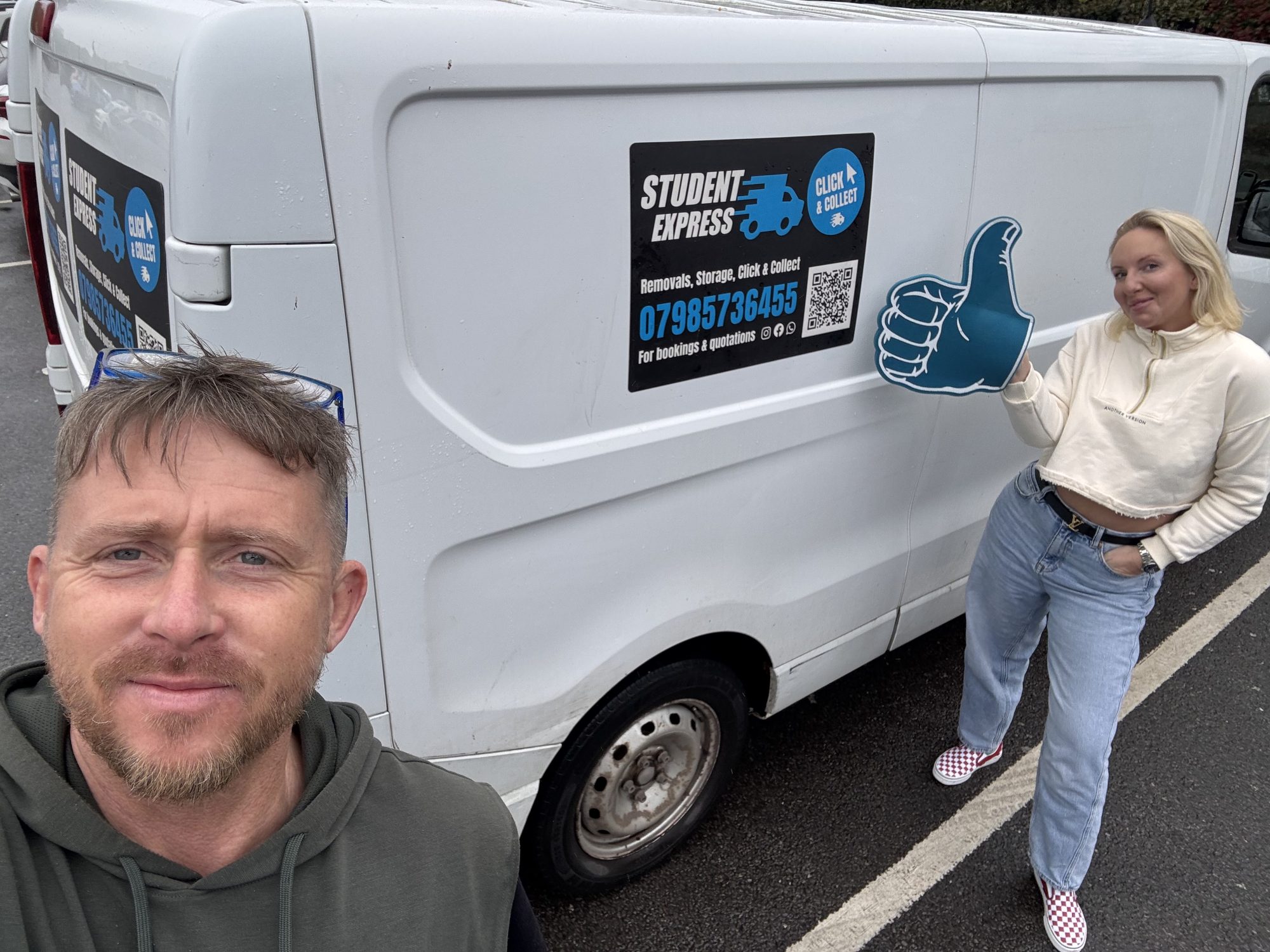 Removal van loaded with furniture for UK student relocation