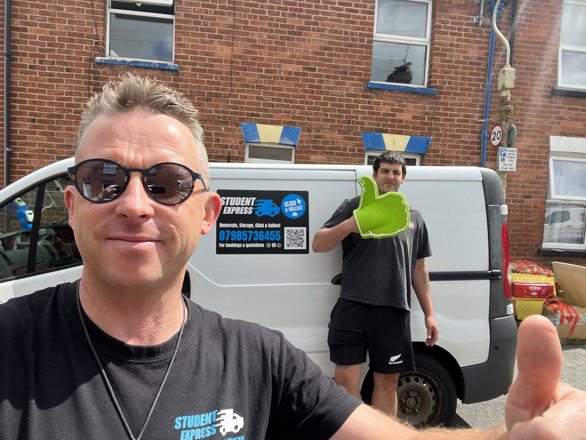 Student moving service unloading boxes at new property Exeter