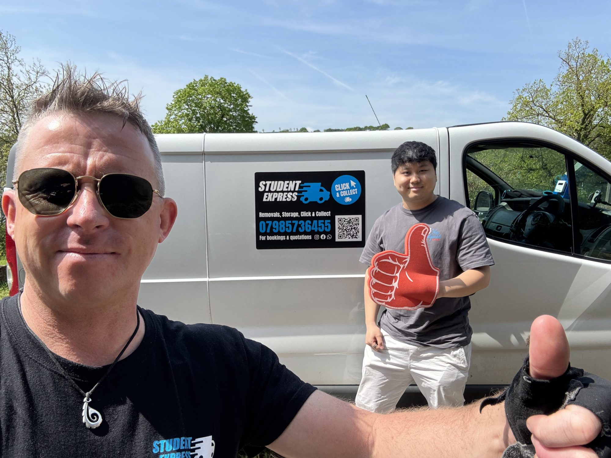 Student Express van outside university accommodation Exeter