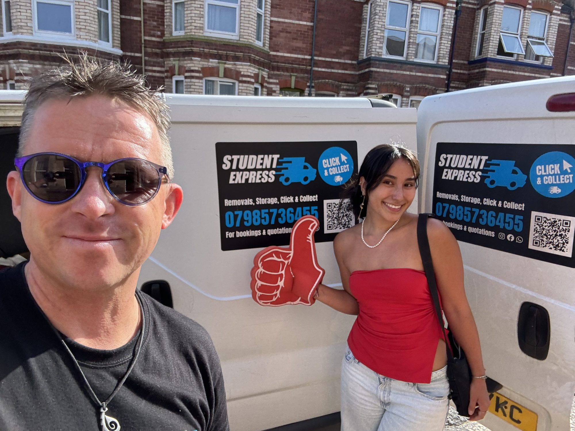 Student moving furniture from flat to removal van Exeter